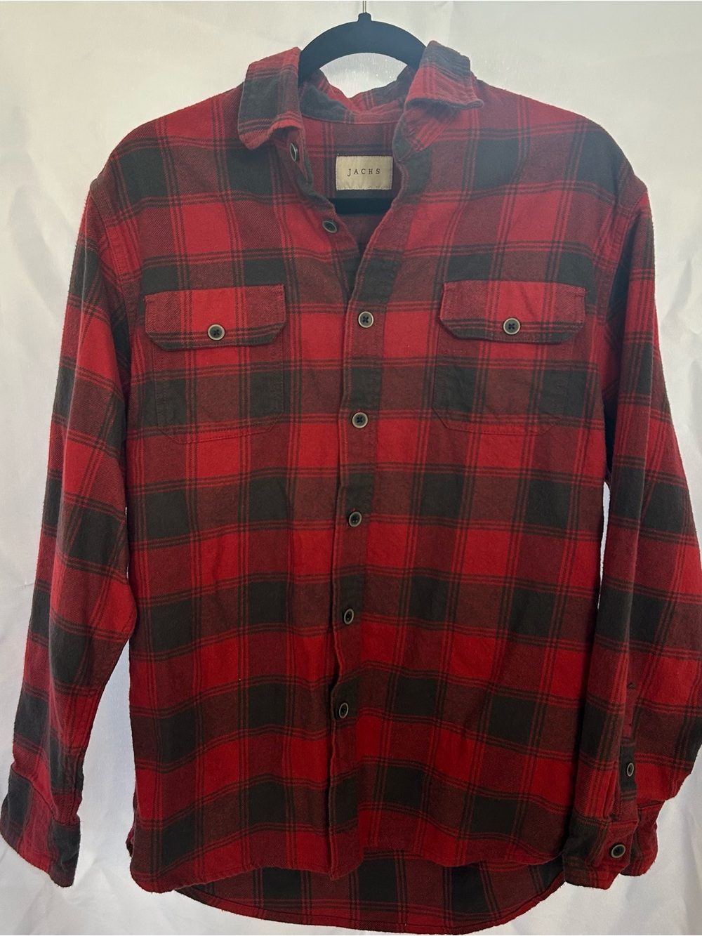 Jachs Red and Black Plaid Button-Down Shirt